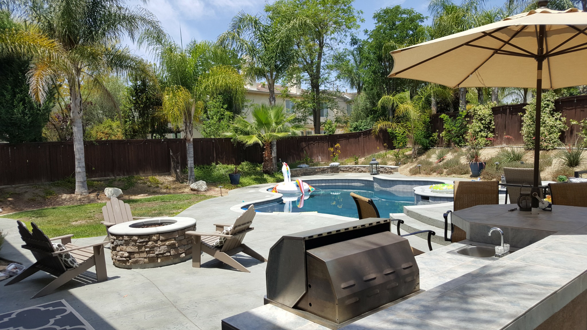 Outdoor pool and patio area